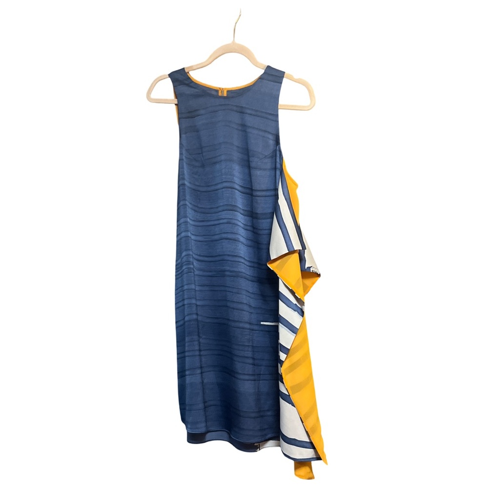 RACHEL Rachel Roy Asymmetrical Blue and Yellow Dress with Stripes NWOT Size L - Picture 2 of 10